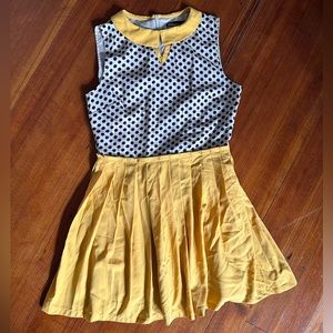 Dear Creatures polkadot fit and flair collared dress.